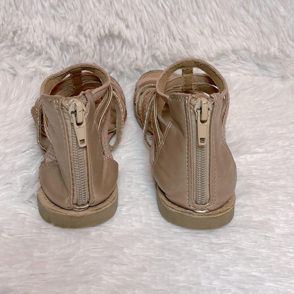 Olive & Edie Girls Glitter Metallic Snakeskin Pink Sandals, Size 2